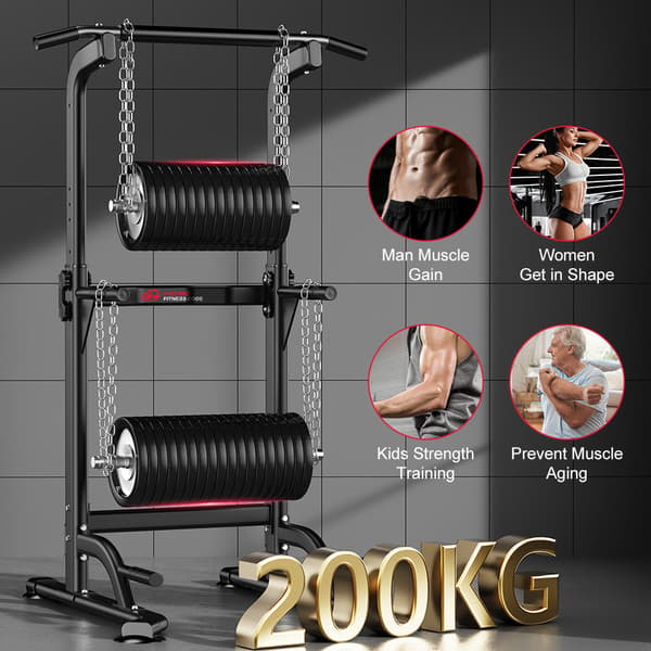 Justerbart Power Tower Dip Station med Pull-Up Bar, Multifunktionelt Træningstårn til Hjemmet
