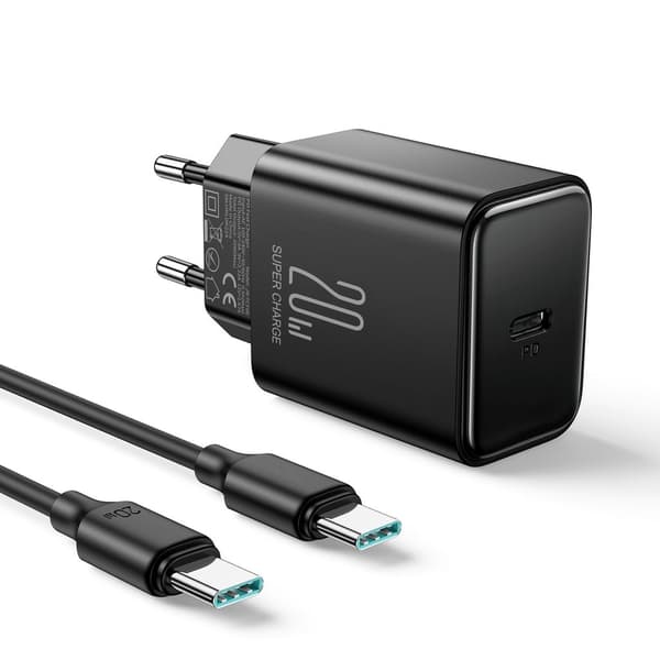 NEXTBATT 20W Hurtigoplader PD + 60W USB-C Kabel, 1m - Sort