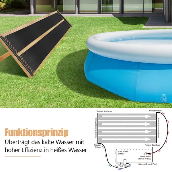 Solcellsvärmare för pool, UV-resistent PE, 300x75 cm, 2 paneler