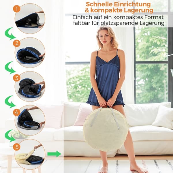 Bærbar hjemmesauna med 3L dampgenerator, sort