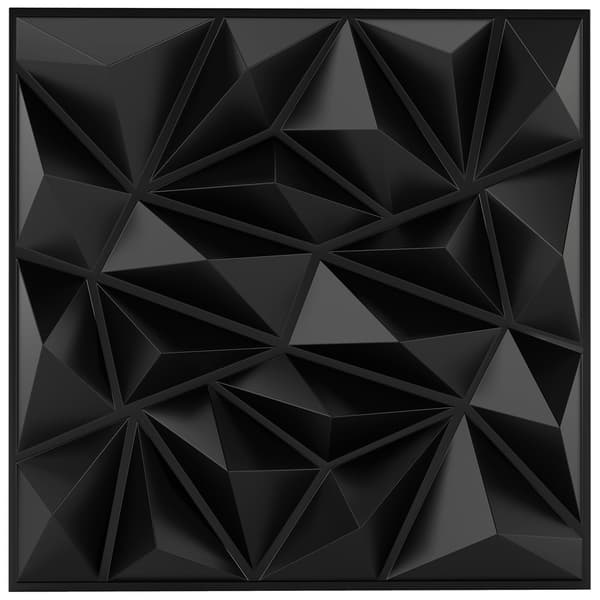 3D-vægpaneler, diamantmønster, sort, 10 m² dækning