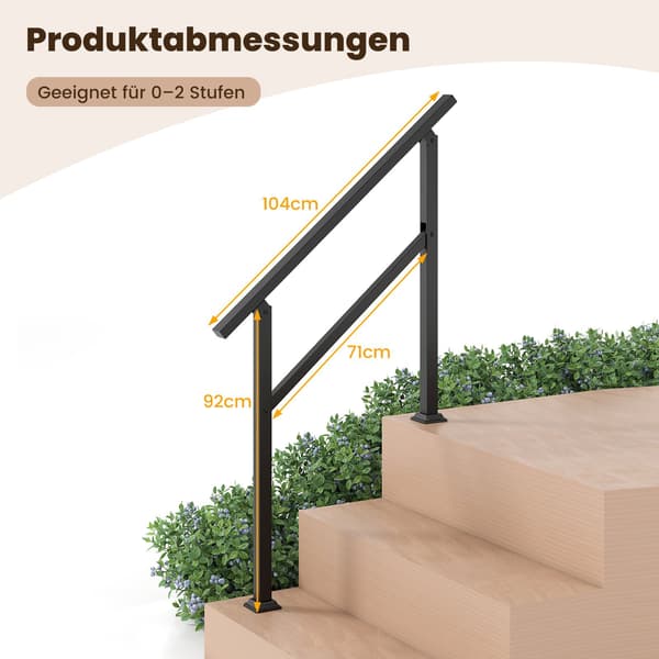 Justerbart udendørs trappegelænder, 104 cm, metal