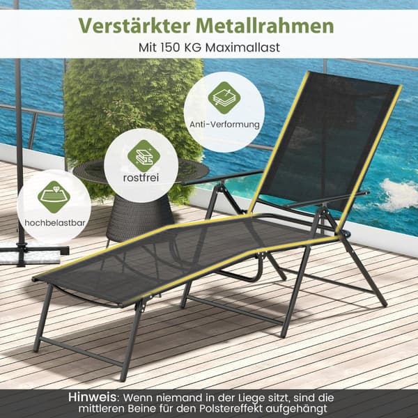 Justerbart hopfällbart solsängset, svart, 2-delat