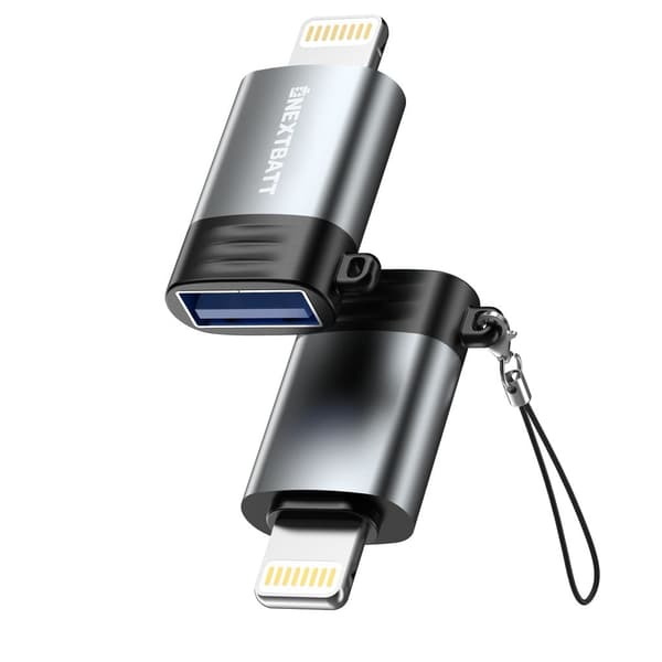 NEXTBATT USB-A hunn til Lightning-adapter - svart/grå