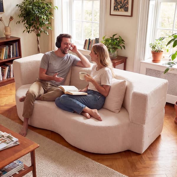 Sammenleggbar sovesofa 192,5 cm, teddyfleece, 2 puter