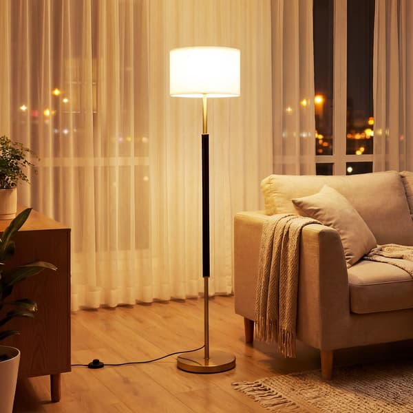 Gulvlampe 165 cm, linskjerm, E27, fotbryter