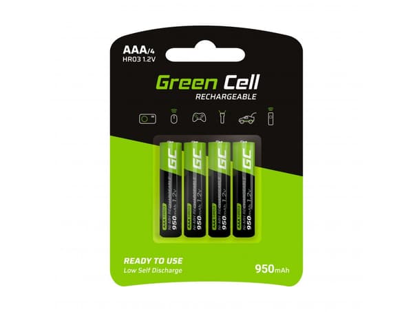 Green Cell Uppladdningsbara AAA-batterier 950mAh, 1,2V, 4-pack