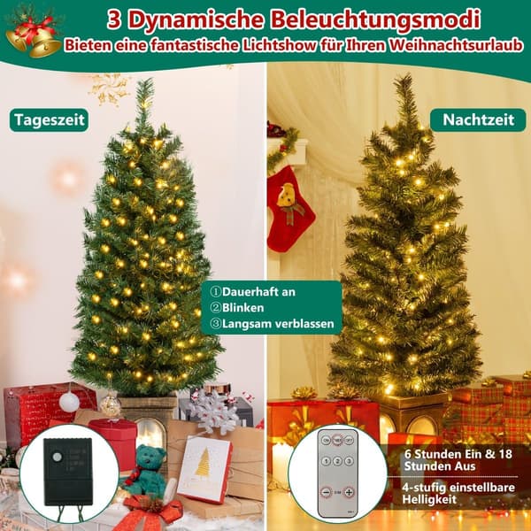 120 cm kunstig juletre med timer og forhåndsbelysning