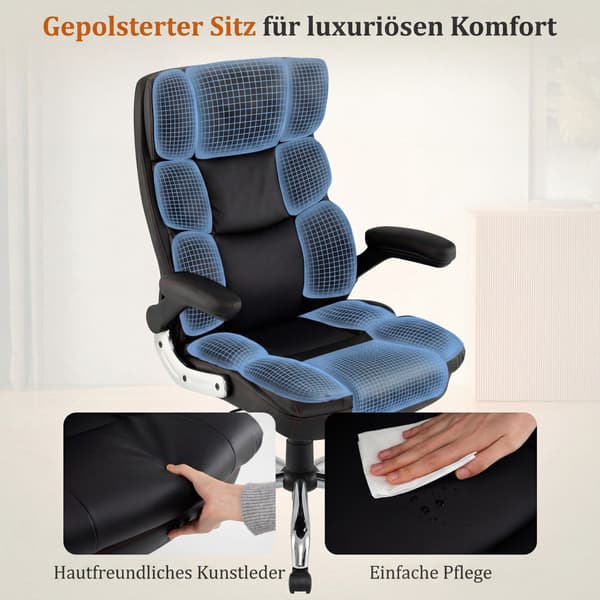 Ergonomisk kontorstol med foldbare armlæn og lænefunktion