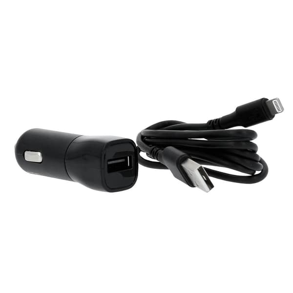 GEAR Oplader 12-24V 1xUSB 2,4A Sort Lightning Kabel 1m MFI C89