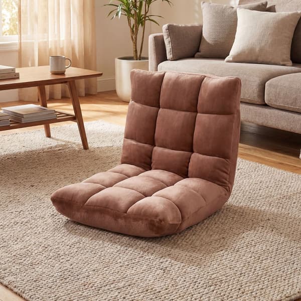 Justerbar gulvstol, 14 positioner, flannel, beige