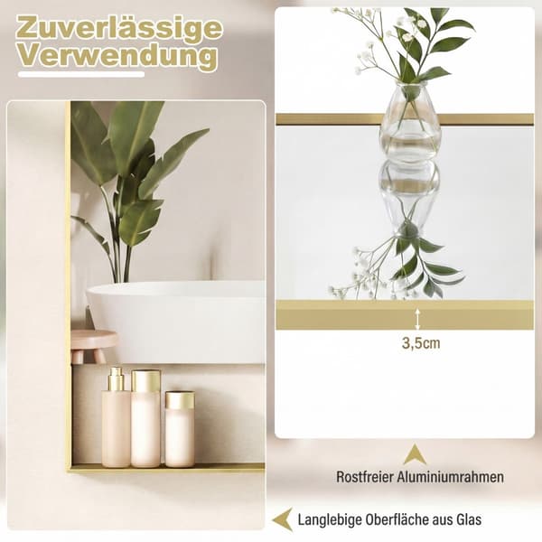 LED-baderomsspeil, antidugg, 3 lysfarger, 80x60 cm