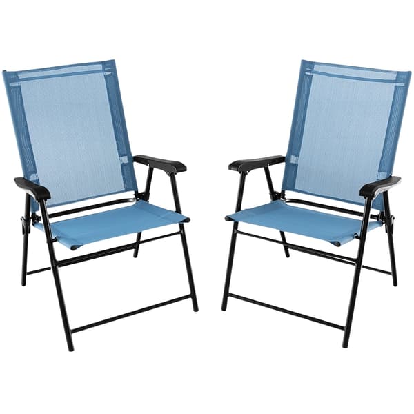 Hopfällbara utomhusstolar, set om 2, blå, 65x60x93 cm