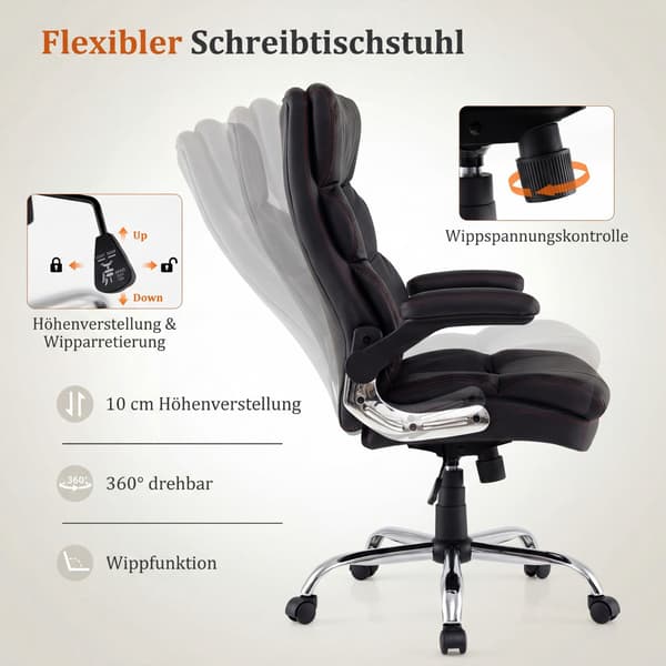 Ergonomisk kontorstol med foldbare armlæn og lænefunktion