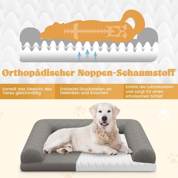 Ortopedisk hundeseng, medium, eggburskum, grå