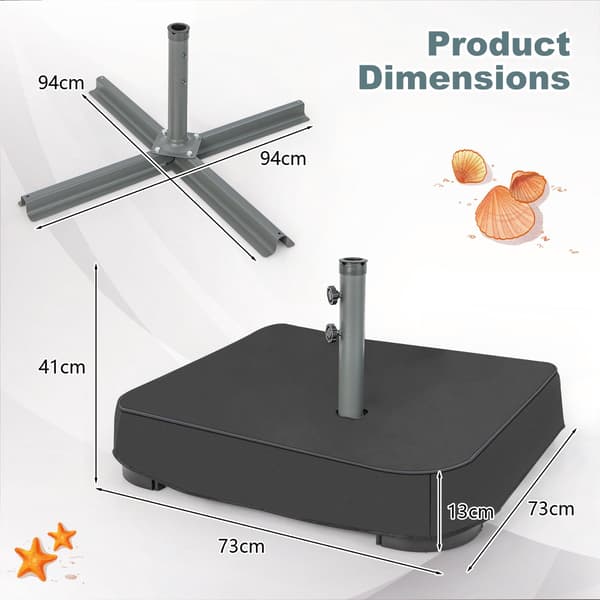 Parasolstativ, 90 kg fyld, passer til 48 mm