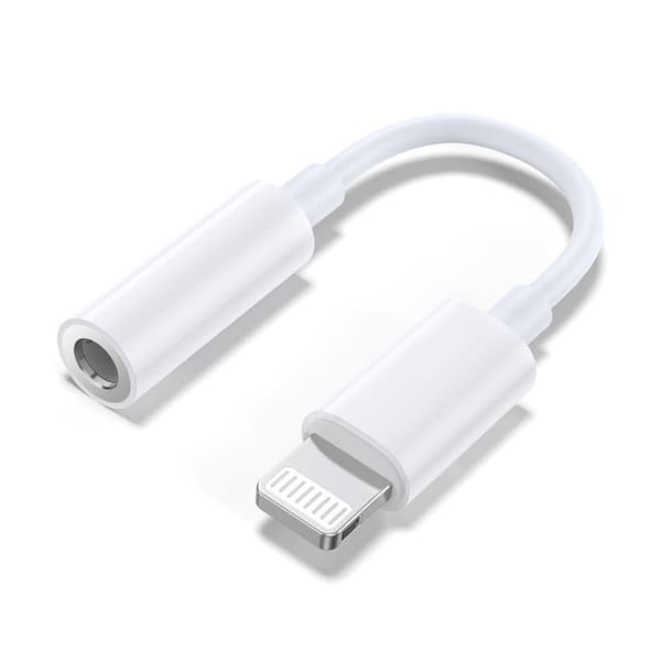 Lightning til 3,5 mm AUX-adapter - Hvit