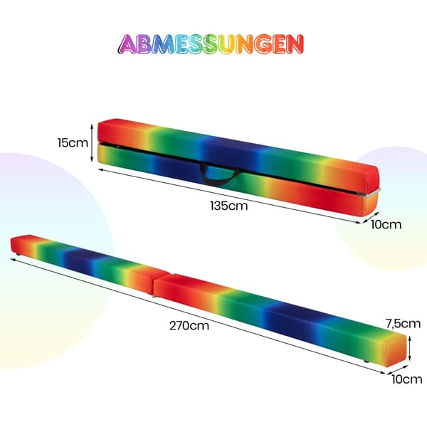 Sammenleggbar 270 cm gymnastikkbom for barn