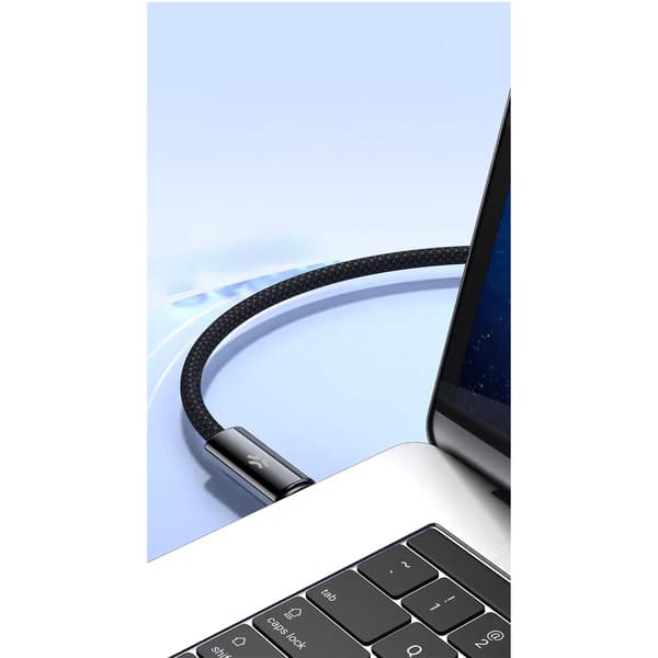 USB-C magnetisk flätad kabel, 60W, 2m, svart