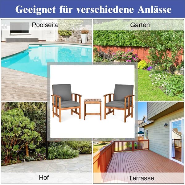 3-delt sofasæt i akacietræ med hynder