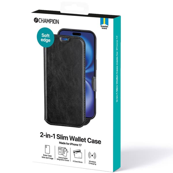 Slimmat plånboksfodral för iPhone 17, 2-i-1-design