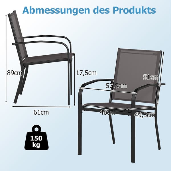 4 stablebare utespisestoler, pustende stoff, grå