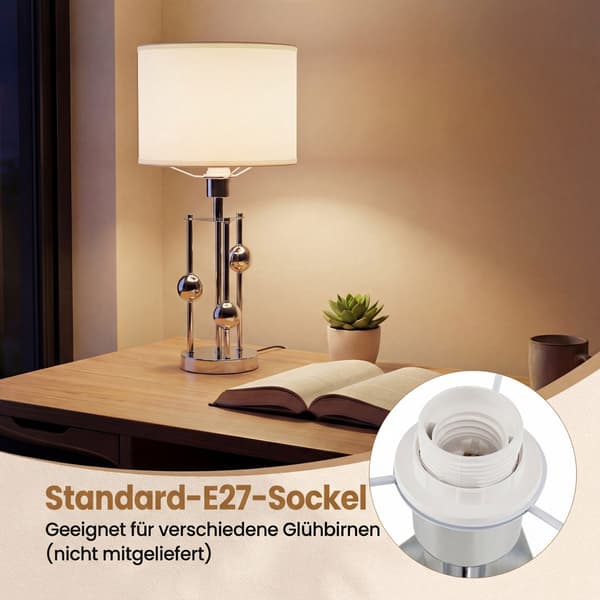 Nattbordslampe med linskjerm og E27-sokkel