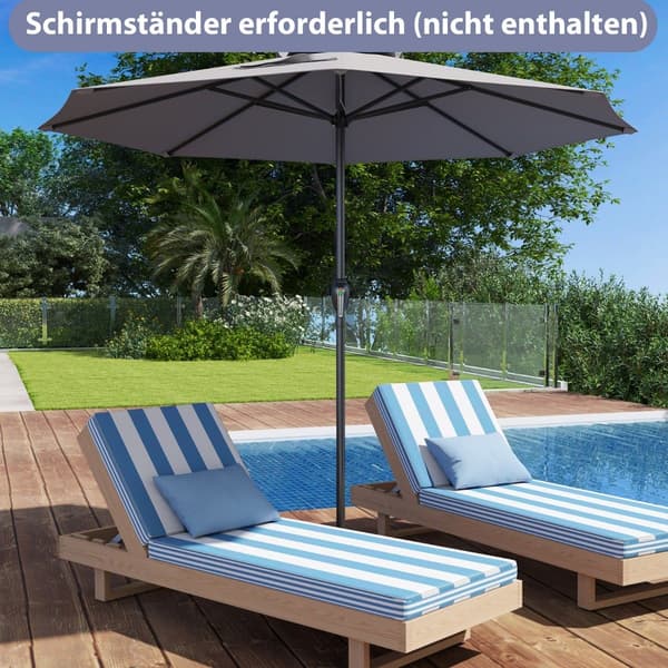 Terrasseparasol 250 cm med håndsving, 8 ribber, grå