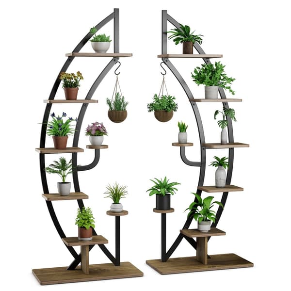 Metallställ med 6 våningar, halvmånedesign, 2-pack