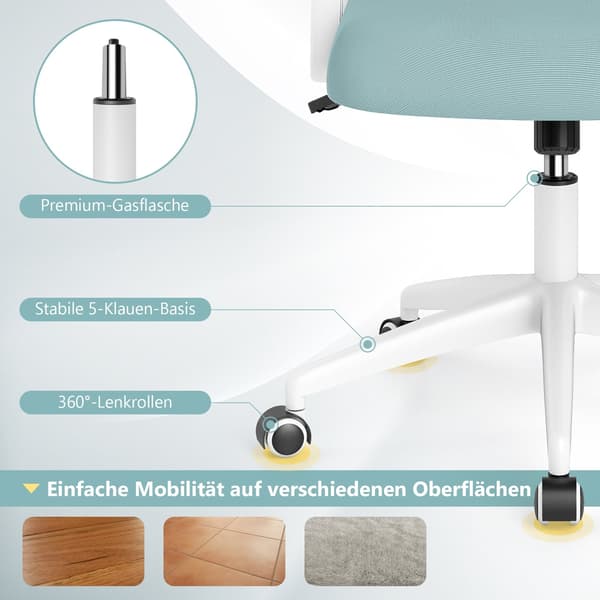 Ergonomisk kontorstol, blå – foldbare armlæn, gyngefunktion
