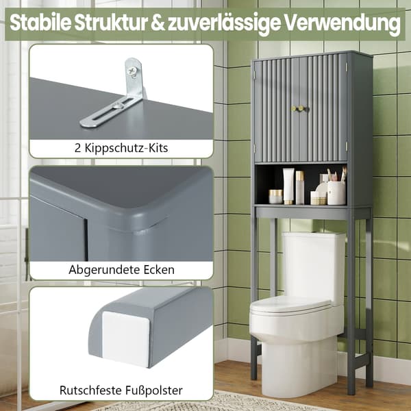 Toiletskab med justerbar hylde, grå MDF
