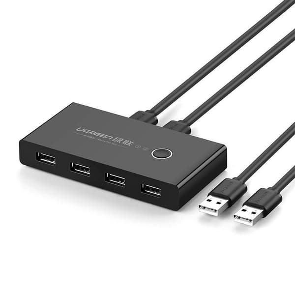 UGREEN Bryterboks 2x USB-A til 4x USB-A 2.0 - Sort