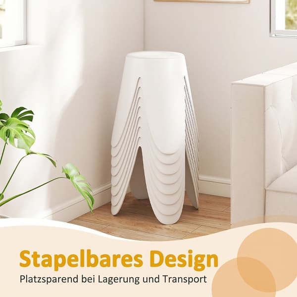 Stablebare plastkrakker med puter, 8-pakning, hvit