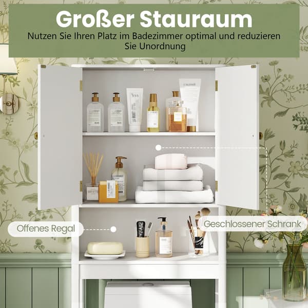 Toiletskab, justerbar hylde, hvid MDF