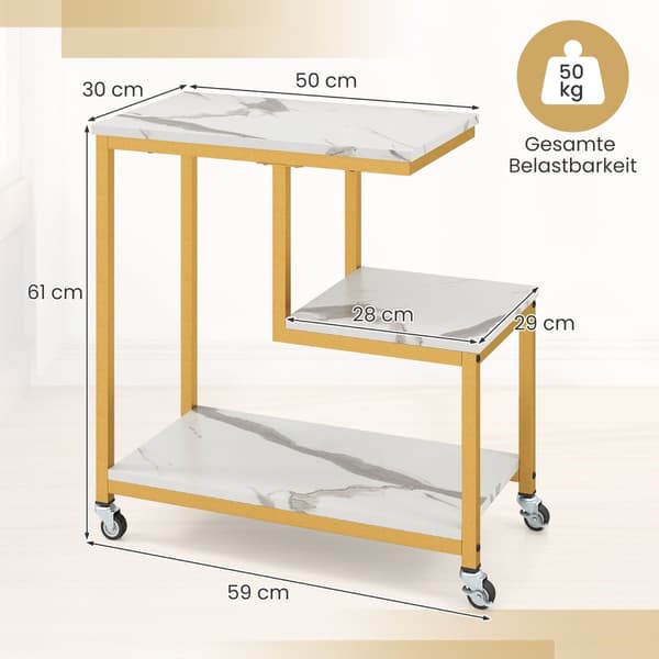 3-lags rullebord – marmorlook, G-formet design