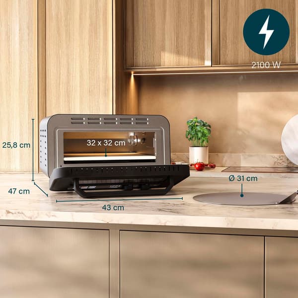 Pizzaugn 2100W, 400C kapacitet