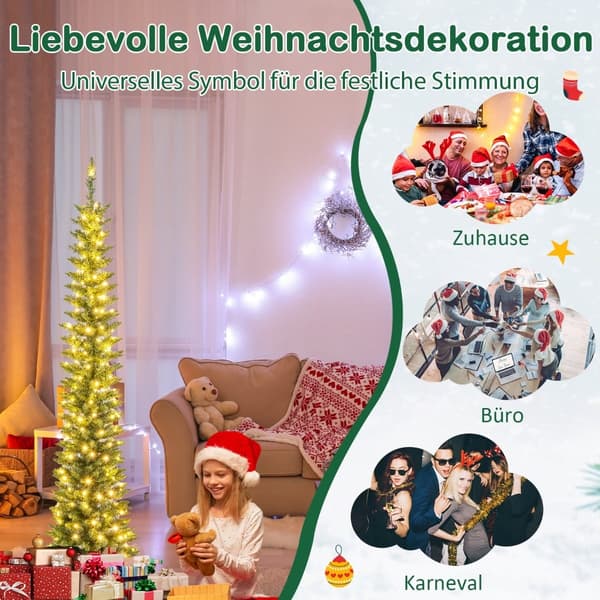 180 cm tekokuusi LED-valoilla