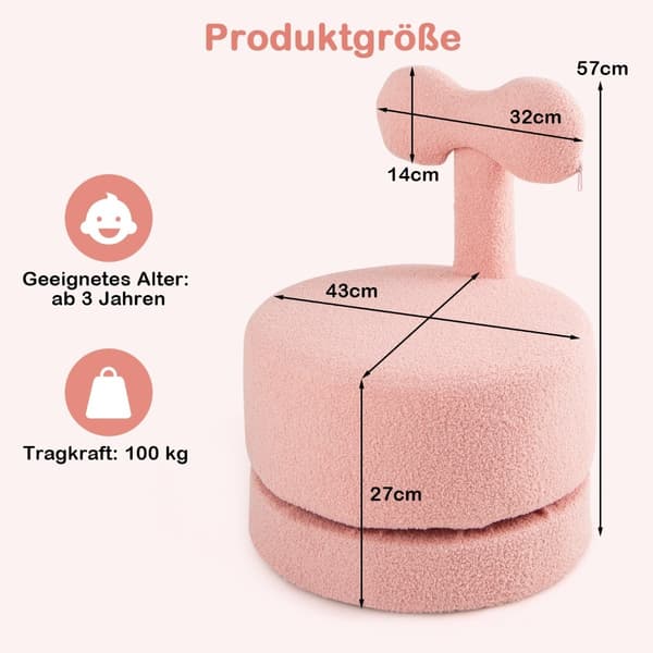 2-delte barnesvingstoler, rosa, buet rygg, skumsete