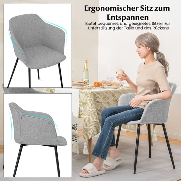 Spisestoler, sett med 2, lysegrå, ergonomisk ryggstøtte