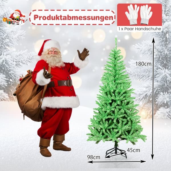 Glødende 180 cm kunstigt juletræ, foldbart design