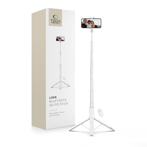 Tech-Protect L09S Selfiestick met Statief – Wit