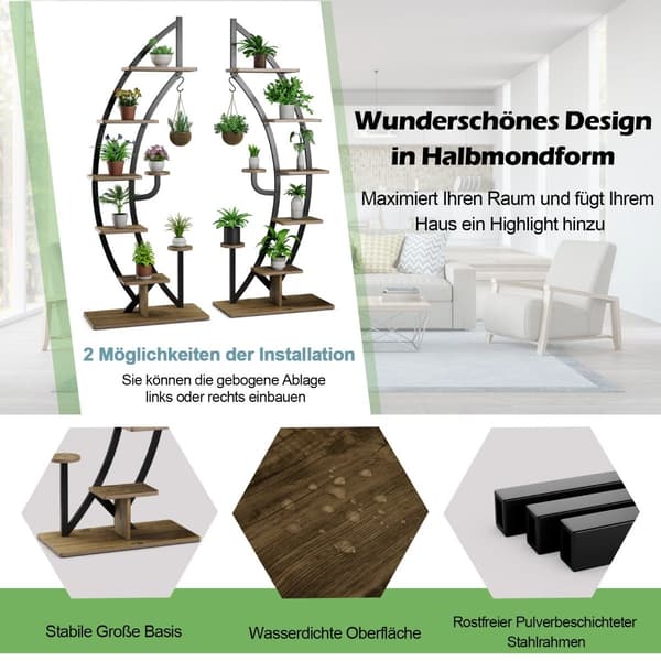 Metallställ med 6 våningar, halvmånedesign, 2-pack