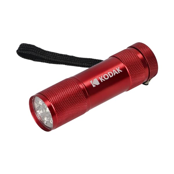9-LED taskulamppu metallikotelossa, punainen