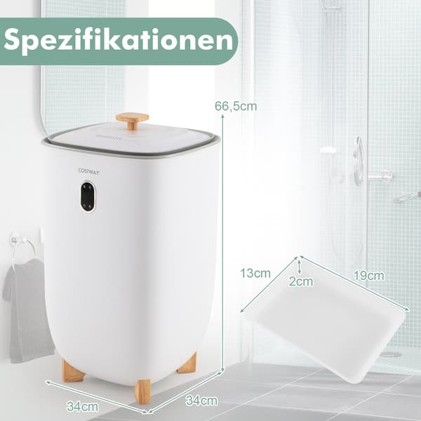 Elektrisk handdukstork, 35 liters kapacitet, timer, vit
