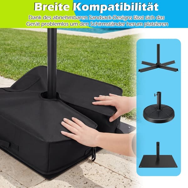 Fyldbar paraplyfod, 40 kg kapacitet, sort