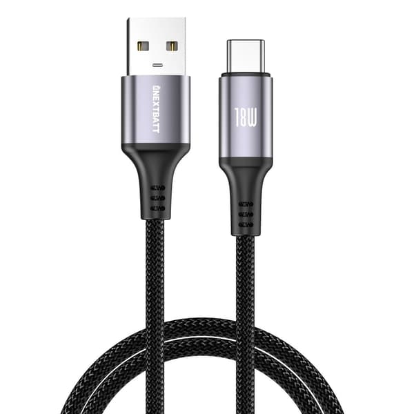 NEXTBATT USB-A til USB-C-kabel 18W, 2m - Svart