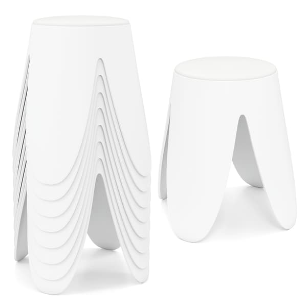 Stablebare plastkrakker med puter, 8-pakning, hvit