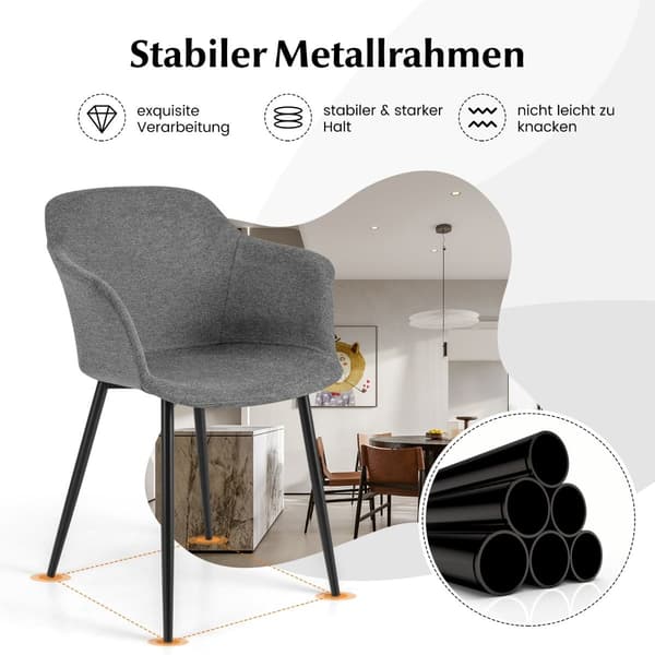 Sett med 2 grå ergonomiske spisestoler med linsete