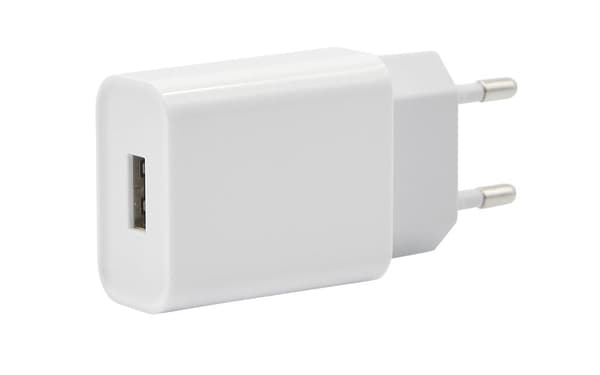 Väggladdare för iPhone, iPad, Android 1xUSB-A, 2.4A - Vit