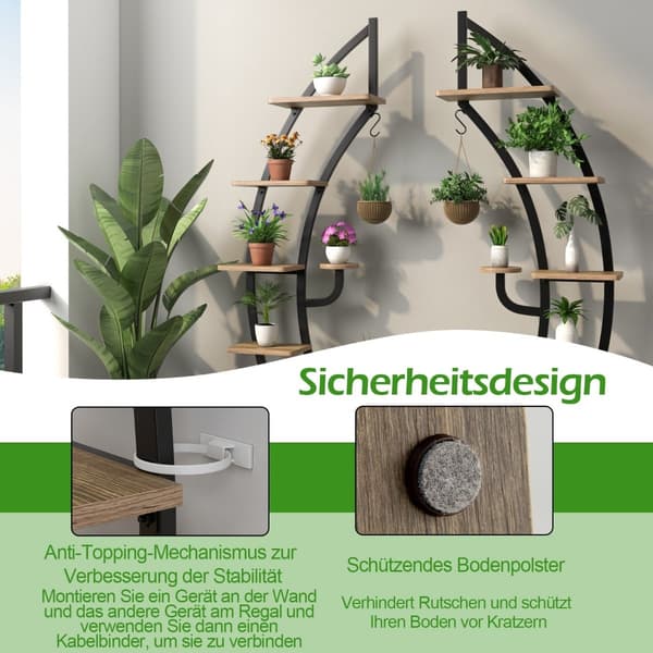 Metallställ med 6 våningar, halvmånedesign, 2-pack